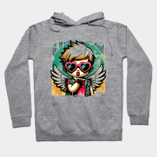 Grunge Love: Distressed Pop Art Cupid Valentine's T-Shirt Hoodie